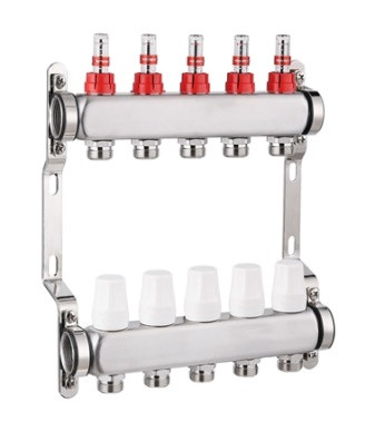 QS-1823, Коллекторный блок с расходомерами из нерж. стали 1" х 3/4" 2 выхода QS-1823, Коллекторный блок с расходомерами из нерж. стали 1" х 3/4" 2 выхода