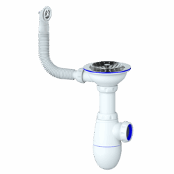 B411P CИФОН ДЛЯ МОЙКИ С ВЫПУСКОМ 3 1/2"(Ø 40)  И КРУГЛЫМ ПЕРЕЛИВОМ, без отвода (уп 35 шт)