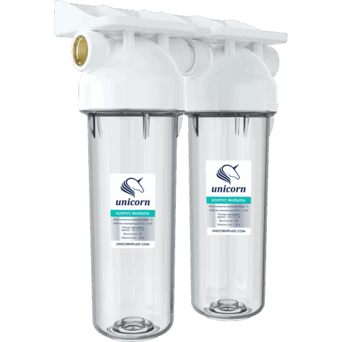 KSBP 3/4 DUO ,Магистральный фильтр 10"  двойной с прозр. корп. 3/4" (уп 8)