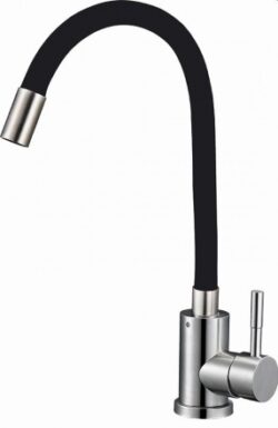 EZA4-F090 KB,см-ль для кух. мойки с пов. гибким черным цветным изливом, картридж ø35, материал нерж.