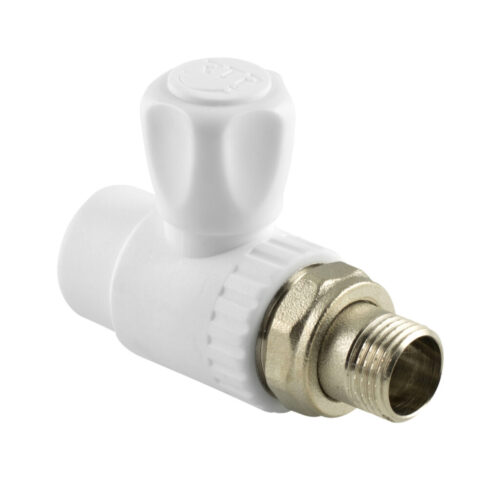 Кран шаровой для радиатора прямой PPR 20х1/2,  белый, РТП 27853