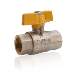 GB11,Кран газ латунный 1/2" (CW617N) полнопроходной ручка бабочка  подкл гайка-гайка (БГГ) (120/20)