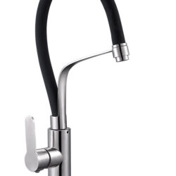 SAP4-D097, см-ль для кух. мойки с гибким изливом в мягком чёрном кожухе, картридж ø35, материал нерж