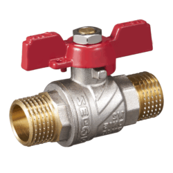 FNN12,Кран шар латунный 3/4" (CW617N) полнопрох ручка бабочка  подкл штуцер-штуцер (БШШ) (уп 90/15)