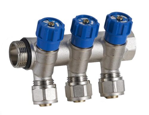 QS-1832, Коллектор вентильный 1"НВ*1/2"х16 3 выхода (уп 32/4)