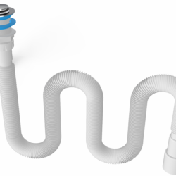 GCC120-1 Сифон 1 1/2"х40/50 гофр, с механизмом click-cluck,длинна в растянутом состоянии 1500 мм