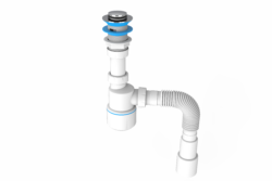 YCC101-0 Сифон для умывальника с механизмом click-cluck, гайка 32 мм, вых гибкая тр 1 1/4"- 40/50 мм
