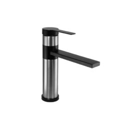 Смеситель "АМУР" для кухни , нержав. сталь, картридж 35мм, под гайку. хром/черный BY 701