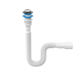GCC120-0 Сифон 1 1/2"х40/50 гофр, с механизмом click-cluck,длинна в растянутом состоянии 750 мм