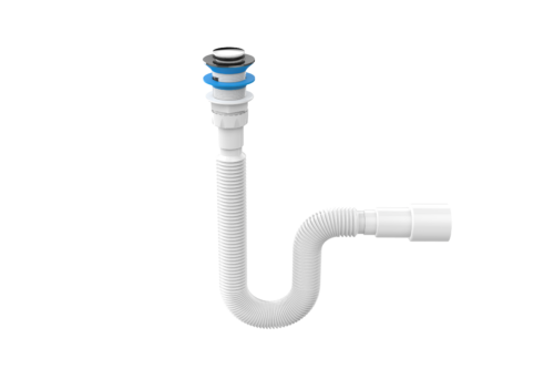 GCC120-0 Сифон 1 1/2"х40/50 гофр, с механизмом click-cluck,длинна в растянутом состоянии 750 мм
