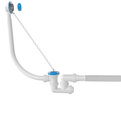 V152-5, Сифон для ванны F- образный, с вып  и переливом 70 мм, с гибкой трубой 40х40/50, выс 120 мм
