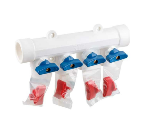 Коллектор с шаровым краном универсальный PPR 32х20/4, RTP белый 28202 (14/2) Коллектор с шаровым краном универсальный PPR 32х20/4, RTP белый 28202 (14/2)