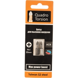 Биты 1/4" Ph1-25мм (2 шт./карта) "Quadro Torsion" 410125-2