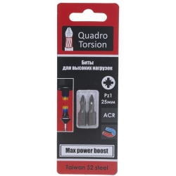 Биты 1/4" Pz1-25мм (2 шт./карта) "Quadro Torsion" 420125-2