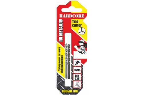 Сверло по металлу 3.2х65мм Р6М5 2шт/уп "Hardcore" Trio Cutter 143032