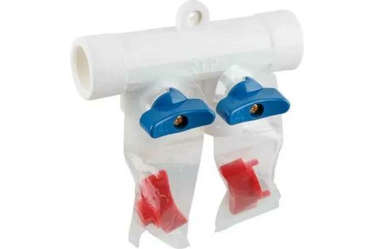 Коллектор с шаровым краном универсальный PPR  40х20/2, белый, RTP 18731 (18/1)