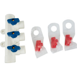 Коллектор с шаровым краном универсальный PPR  25х20/3,белый, RTP 28198 (18/3)