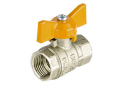 Н411Б,Кран газовый шаровый никелированный  бабочка 1/2 вн-вн (стандарт)