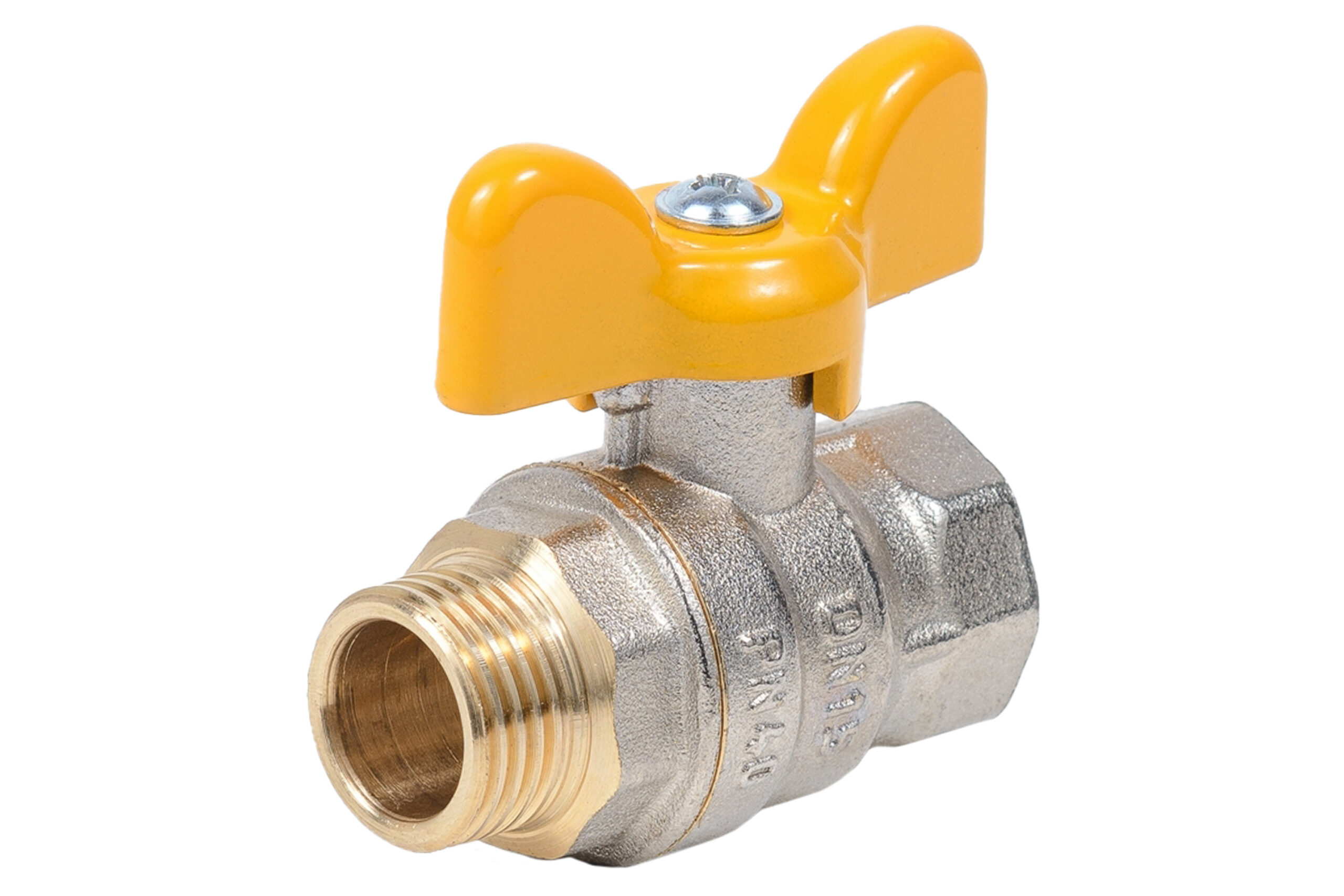 Н421Б,Кран газовый шаровый никелированный бабочка 1/2 вн-нар (стандарт)