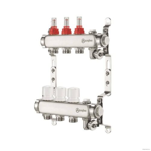 Группа коллект (коллекторный блок) со встроенным КОНЦ эл нерж расход 1" м/м 8 вых 3/4 ЕК н/р 9501-07