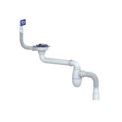 ВС22 сифон для  мойки со смещением прикручивающийся вып 3 1/2" (Ø 40) прямоуг перелив (20 шт)