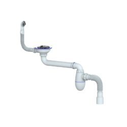 ВС23 сифон для  мойки со смещением  прикручивающийся вып 3 1/2" (Ø 40) круглый перелив (20 шт)