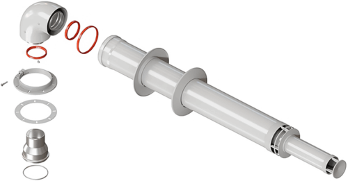 Комплект коаксиальный L=1000мм, 60/100 универсальный антилед(хомут,стакан60/50,фланец,2манж Комплект коаксиальный L=1000мм, 60/100 универсальный антилед(хомут,стакан60/50,фланец,2манж