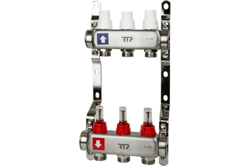 Коллекторная группа с расходомером и кронштейном 1"х3/4"х3 вых 39414 (5/1) RTP