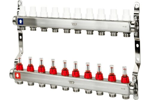 Коллекторная группа с расходомером и кронштейном 1"х3/4"х10 вых 39429 (5/1) RTP