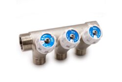 Коллектор с вентилями 3/4"х1/2" 3 выхода, латунь, наружная резьба	39506 (36/1)