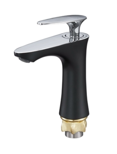 SAT1-A010YB,см-ль для умывальника литой,ø35, покрытие черный матовый+хром, крепление гайка (корона)