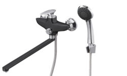 SAT7-A010YB, см-ль для ванной,  ø35, покрытие черный матовый+хром, встр. в корпус кноп перекл на душ