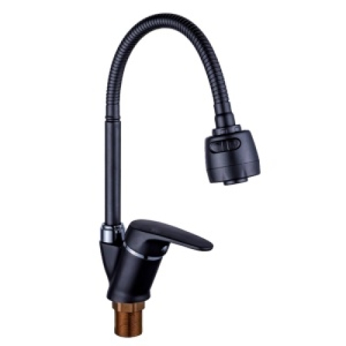 P58-277-19 Смеситель для кухни 40 мм с гибким изливом, крепление гайка (черный) P58-277-19 Смеситель для кухни 40 мм с гибким изливом, крепление гайка (черный)