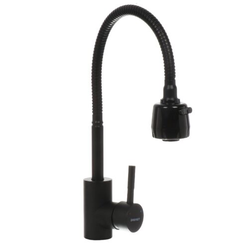 B58-2016M Смеситель для кухни 35 мм с гибким изливом Нерж Чёрный крепление гайка (без подводки) B58-2016M Смеситель для кухни 35 мм с гибким изливом Нерж Чёрный крепление гайка (без подводки)