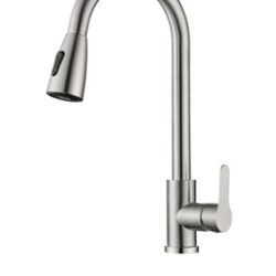 SAP4-H097, смеситель для кухни высокий боковой аэратор с кнопкой и распылением нержавейка