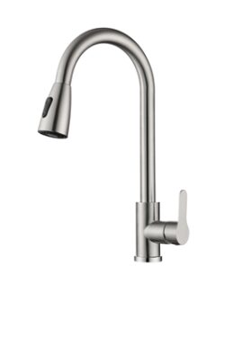 SAP4-H097, смеситель для кухни высокий боковой аэратор с кнопкой и распылением нержавейка