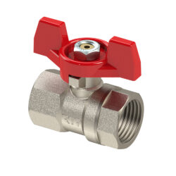 Кран шаровый латунный ручка бабочка Г-Г 1/2 PN25 (RTP) 27390 (80|10)