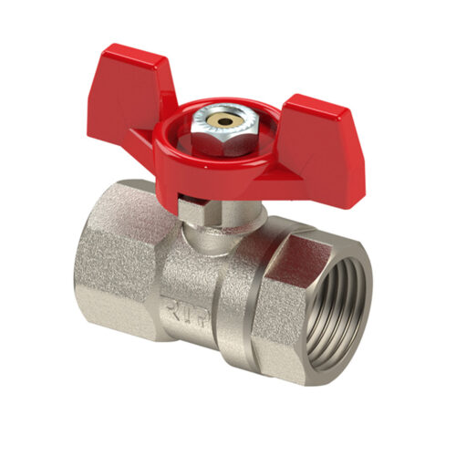 Кран шаровый латунный ручка бабочка Г-Г 1/2 PN25 (RTP) 27390 (80|10)