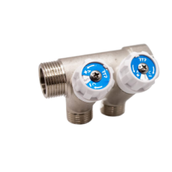 Коллектор с вентилями 1"х3/4" 2 выхода, латунь, наружная резьба	39508 (40/1)