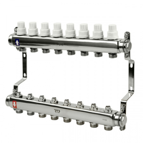 Коллекторная группа без расходомеров и кронштейном 1"х3/4"х8 вых 39463 (7/1) RTP Коллекторная группа без расходомеров и кронштейном 1"х3/4"х8 вых 39463 (7/1) RTP