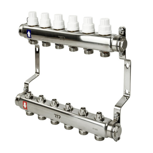 Коллекторная группа без расходомеров с кронштейном 1"х3/4"х6 вых 39460 (8/1) RTP