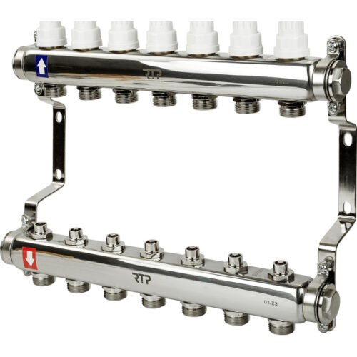 Коллекторная группа без расходомеров с кронштейном 1"х3/4"х7 вых 39462 (8/1) RTP