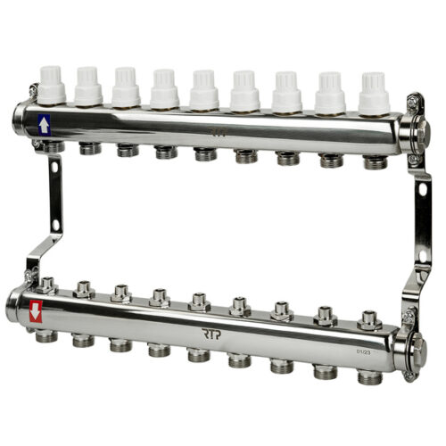 Коллекторная группа без расходомеров с кронштейном 1"х3/4"х9 вых 39464 (6/1) RTP