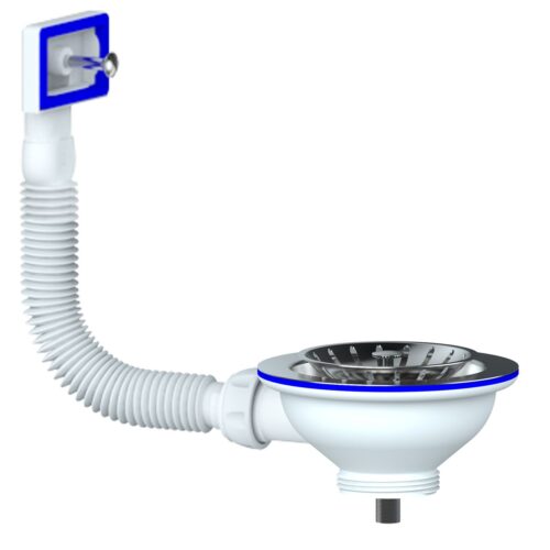 E155 Выпуск для мойки 3 1/2" (Ø 40).Ø115 ручка латунь с прямоуг пер (уп 50 шт)