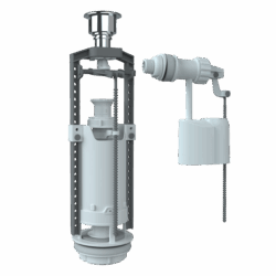 Комплект арматуры клапан спускной и наполнительный с боковой подводкой (кнопка хром) SM-B/H (25)