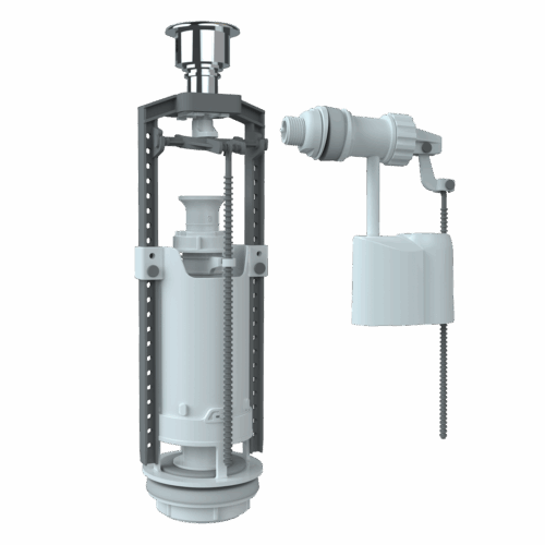 Комплект арматуры клапан спускной и наполнительный с боковой подводкой (кнопка хром) SM-B/H (25)