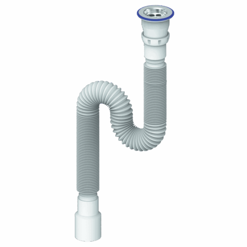 MD230 Сифон гофрированный 1200 мм прикручивающийся выпуск 1 1/4" (Ø 32)   нерж  чашка винт 6х85 (70)