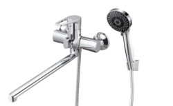 EDN7-A183 см-ль для ванной с пов. плоским литым изл 360°, ø40,хром, в корпус картриджное пер на душ