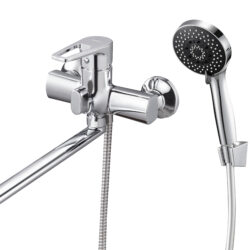 EDN7-A183 см-ль для ванной с пов. плоским литым изл 360°, ø40,хром, в корпус картриджное пер на душ