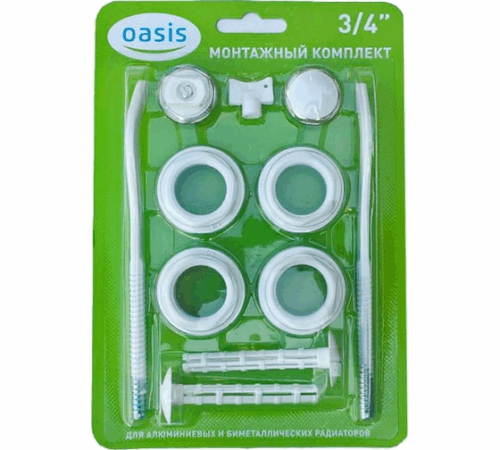 057 Комплект монтаж. рад-ый 3/4" 11 предм. алюм/бимет (с кроншт)  (уп 40) Oasis